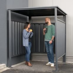 Abri à Vélos En Acier Thermolaqué Gris Anthracite 3,6m² Westmann -Jardin Abris Magasin abri a velos en acier thermolaque gris anthracite 36m westmann 2