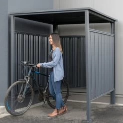 Abri à Vélos En Acier Thermolaqué Gris Anthracite 3,6m² Westmann -Jardin Abris Magasin abri a velos en acier thermolaque gris anthracite 36m westmann 3