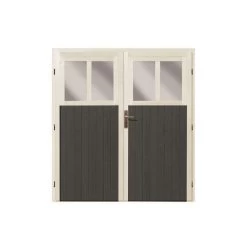 Abri Adossé En Bois Vitrifié Gris 4,85m² Wandlitz 3 - Karibu -Jardin Abris Magasin abri adosse en bois vitrifie gris 485m wandlitz 3 karibu 5