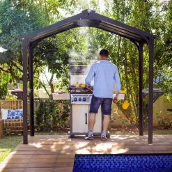 Abri BBQ 180x224cm En Alu Noir Et Polycarbonate Gris AUSTIN – Canopia By Palram -Jardin Abris Magasin abri bbq 180x224cm en alu noir et polycarbonate gris austin canopia by palram 4