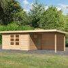 Abri De Jardin 11,49m² En Bois Massif 40mm Trittau 5 Avec Appentis 330cm Et Paroi Arrière – Karibu -Jardin Abris Magasin abri de jardin 1149m en bois massif 40mm trittau 5 avec appentis 330cm et paroi arriere woodfeeling
