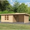 Abri De Jardin 11,49m² En Bois Massif 40mm Trittau 5 Avec Appentis 330cm, Paroi Arrière Et Latérale – Karibu -Jardin Abris Magasin abri de jardin 1149m en bois massif 40mm trittau 5 avec appentis 330cm paroi arriere et laterale woodfeeling