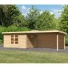 Abri De Jardin 11,49m² En Bois Massif 40mm Trittau 5 Avec Appentis 440cm Et Paroi Arrière – Karibu -Jardin Abris Magasin abri de jardin 1149m en bois massif 40mm trittau 5 avec appentis 440cm et paroi arriere woodfeeling