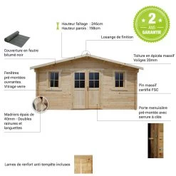 Abri De Jardin 16m² PLUS En Bois 40mm Brut Gardy Shelter -Jardin Abris Magasin abri de jardin 16m plus en bois 40mm brut gardy shelter 5