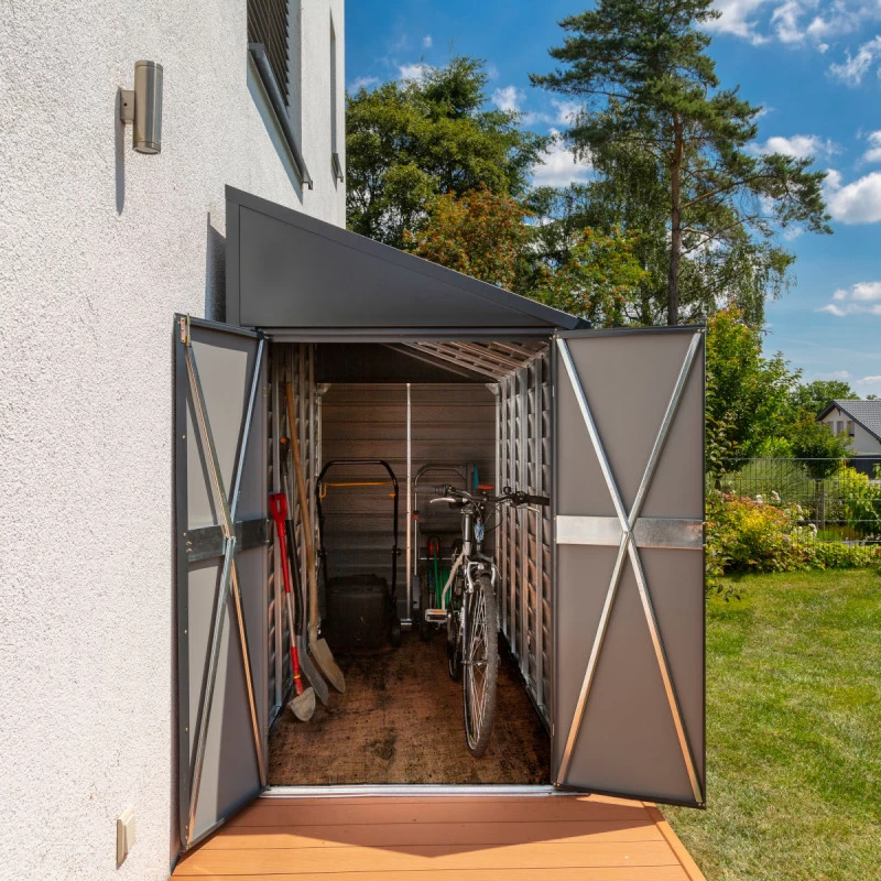 Abri De Jardin 3,5m² Adossé En Acier Galvanisé Anthracite Spacemaker 3 Abri De Jardin 3,5m² Adossé En Acier Galvanisé Anthracite Spacemaker