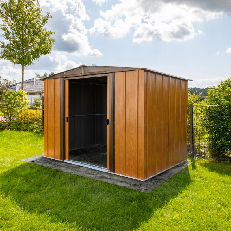 Abri De Jardin 4,26m² Toit Double Pente En Acier Galvanisé Aspect Bois Spacemaker 6 Abri De Jardin 4,26m² Toit Double Pente En Acier Galvanisé Aspect Bois Spacemaker – Image 4