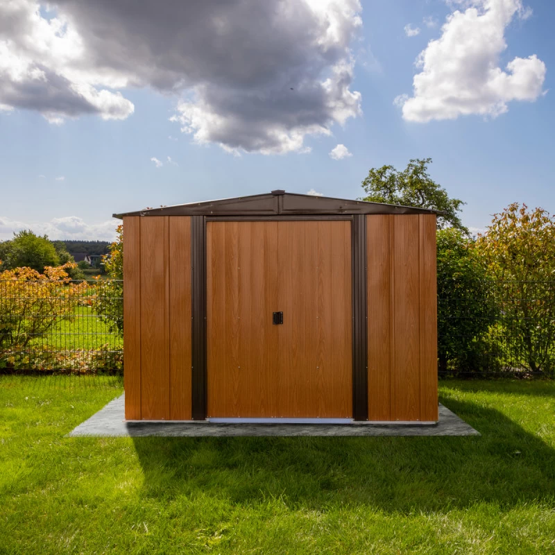 Abri De Jardin 4,26m² Toit Double Pente En Acier Galvanisé Aspect Bois Spacemaker 8 Abri De Jardin 4,26m² Toit Double Pente En Acier Galvanisé Aspect Bois Spacemaker – Image 6