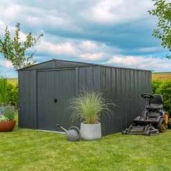 Abri De Jardin 8,5m² Toit Double Pente En Acier Galvanisé Anthracite Spacemaker