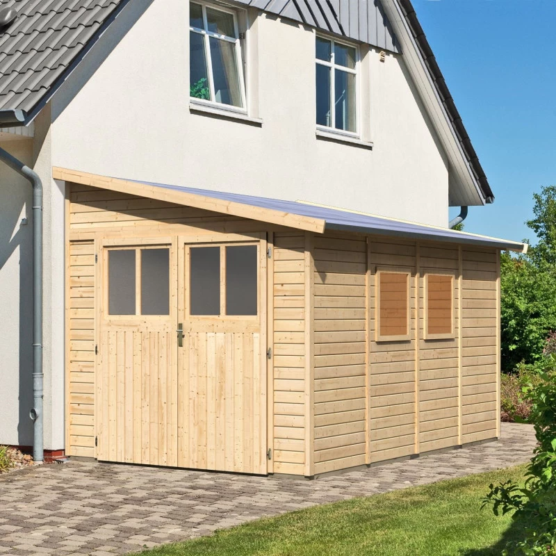 Abri De Jardin Adossé En Bois Certifié 8,27m² Bomlitz 4 - Karibu 4 Abri De Jardin Adossé En Bois Certifié 8,27m² Bomlitz 4 - Karibu – Image 2