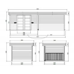 Abri De Jardin Arhus 7,65m² En Bois Traité Autoclave 28mm Avec Terrasse Couverte - SOLID -Jardin Abris Magasin abri de jardin arhus 1988m en bois traite autoclave 28mm avec terrasse couverte solid 2