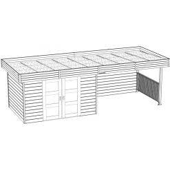 Abri De Jardin Arhus 7,65m² En Bois Traité Autoclave 28mm Avec Terrasse Couverte - SOLID -Jardin Abris Magasin abri de jardin arhus 1988m en bois traite autoclave 28mm avec terrasse couverte solid 3