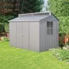 Abri De Jardin En Aluminium Gris Avec Puits De Lumière 5,33m² + Kit Fondation - DURAMAX -Jardin Abris Magasin abri de jardin en aluminium gris avec puits de lumiere 533m kit fondation duramax