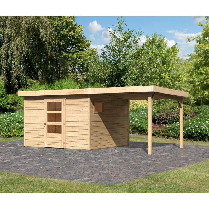Abri De Jardin En Bois 9,24m² Freiburg 6 Avec Appentis De 2,40 M - Karibu 3 Abri De Jardin En Bois 9,24m² Freiburg 6 Avec Appentis De 2,40 M - Karibu
