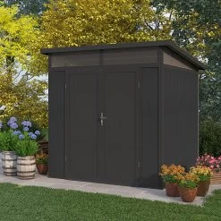 Abri De Jardin En Bois Composite 28mm Anthracite 5,28m² GORDON Skylight - Woodlife Garden