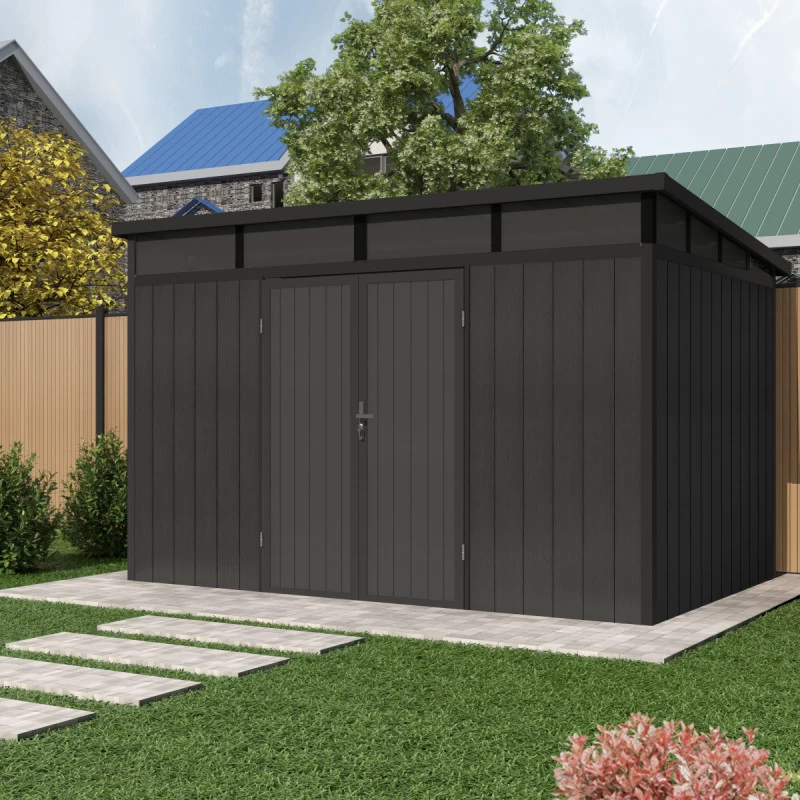 Abri De Jardin En Bois Composite 28mm Anthracite 8,09m² GORDON Skylight - Woodlife Garden 4 Abri De Jardin En Bois Composite 28mm Anthracite 8,09m² GORDON Skylight - Woodlife Garden – Image 2