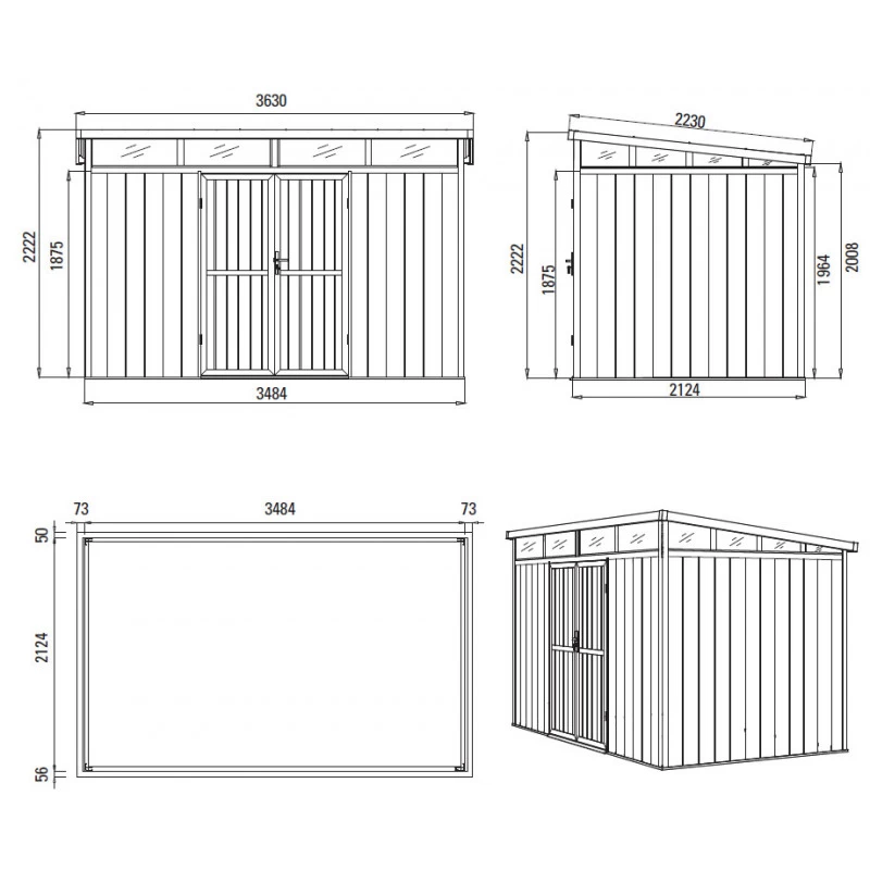 Abri De Jardin En Bois Composite 28mm Anthracite 8,09m² GORDON Skylight - Woodlife Garden 6 Abri De Jardin En Bois Composite 28mm Anthracite 8,09m² GORDON Skylight - Woodlife Garden – Image 4