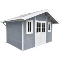 Abri De Jardin En Bois Composite 28mm Gris Clair 10,71m² PREMIUM - Woodlife Garden -Jardin Abris Magasin abri de jardin en bois composite 28mm gris clair 1071m premium woodlife garden 1
