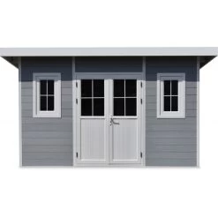 Abri De Jardin En Bois Composite 28mm Gris Clair 14,90m² PREMIUM Toit Plat - Woodlife Garden -Jardin Abris Magasin abri de jardin en bois composite 28mm gris clair 1490m premium toit plat woodlife garden 3