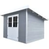 Abri De Jardin En Bois Composite 28mm Gris Clair 4,41m² PREMIUM Toit Plat - Woodlife Garden -Jardin Abris Magasin abri de jardin en bois composite 28mm gris clair 441m premium toit plat woodlife garden