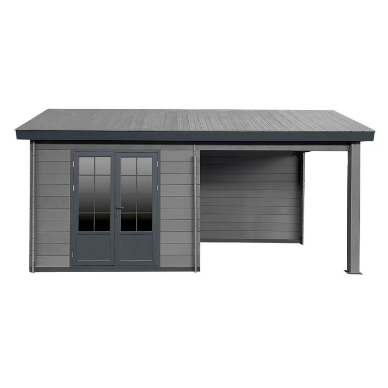 Abri De Jardin En Bois Composite Gris Foncé 9m² + 9m² Terrasse - Woodlife Garden 4 Abri De Jardin En Bois Composite Gris Foncé 9m² + 9m² Terrasse - Woodlife Garden – Image 2