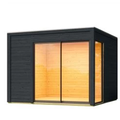 Abri De Jardin En Bois Gris Anthracite 9,49m² Avec Toit Plat - Dice 1 - Karibu -Jardin Abris Magasin abri de jardin en bois gris anthracite 949m avec toit plat dice 1 karibu 2