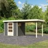 Abri De Jardin En Bois Gris Terre 4,62m² Freiburg 2 Avec Appentis De 2,80 M - Karibu -Jardin Abris Magasin abri de jardin en bois gris terre 462m freiburg 2 avec appentis de 280 m karibu