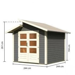 Abri De Jardin En Bois Gris Terre 5,95m² Avec Toit En Gradins - Grönelo - Karibu -Jardin Abris Magasin abri de jardin en bois gris terre 595m avec toit en gradins gronelo karibu 2