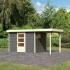 Abri De Jardin En Bois Gris Terre 6,55m² Avec Appentis De 1,50 M Freiburg 4 - Karibu -Jardin Abris Magasin abri de jardin en bois gris terre 655m avec appentis de 150 m freiburg 4 karibu