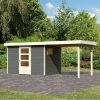 Abri De Jardin En Bois Gris Terre 6,55m² Avec Appentis De 2,40 M Freiburg 4 - Karibu 2 Abri De Jardin En Bois Gris Terre 6,55m² Avec Appentis De 2,40 M Freiburg 4 - Karibu -Jardin Abris Magasin abri de jardin en bois gris terre 655m avec appentis de 240 m freiburg 4 karibu