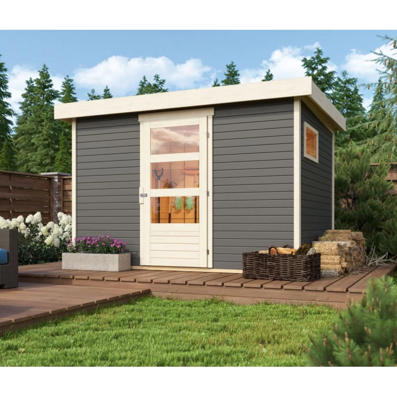 Abri De Jardin En Bois Gris Terre 6,55m² Freiburg 4 - Karibu 3 Abri De Jardin En Bois Gris Terre 6,55m² Freiburg 4 - Karibu