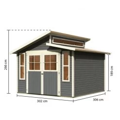 Abri De Jardin En Bois Gris Terre 9,24m² Avec Toit En Gradins - Grauburg 7 - Karibu -Jardin Abris Magasin abri de jardin en bois gris terre 924m avec toit en gradins grauburg 7 karibu 3