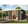 Abri De Jardin En Bois Gris Terre 9,24m² Freiburg 6 Avec Appentis De 2,40 M - Karibu -Jardin Abris Magasin abri de jardin en bois gris terre 924m freiburg 6 avec appentis de 240 m karibu