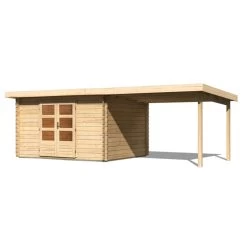 Abri De Jardin En Bois Massif 10,60m² Bastrup 7 Avec Appentis 300cm – Karibu -Jardin Abris Magasin abri de jardin en bois massif 1060m bastrup 7 avec appentis 300cm woodfeeling 2