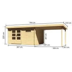 Abri De Jardin En Bois Massif 11,49m² Bastrup 8 Avec Appentis 300cm – Karibu -Jardin Abris Magasin abri de jardin en bois massif 1149m bastrup 8 avec appentis 300cm woodfeeling 1