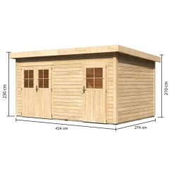 Abri De Jardin En Bois Massif 11,62m² Avec Cloison Intérieure Mattrup – Karibu -Jardin Abris Magasin abri de jardin en bois massif 1162m avec cloison interieure mattrup woodfeeling 2