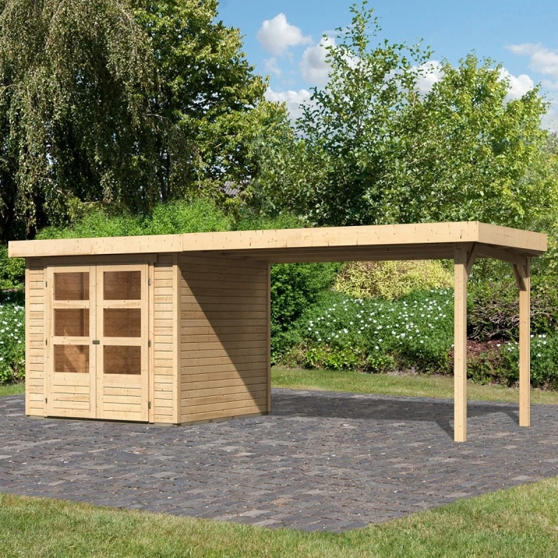 Abri De Jardin En Bois Massif 4,62m² Askola 2 Avec Appentis 280cm – Karibu 3 Abri De Jardin En Bois Massif 4,62m² Askola 2 Avec Appentis 280cm – Karibu