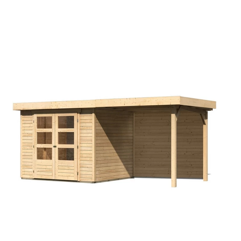 Abri De Jardin En Bois Massif 5,25m² Askola 3 Avec Appentis 240cm Et Paroi Arrière – Karibu 6 Abri De Jardin En Bois Massif 5,25m² Askola 3 Avec Appentis 240cm Et Paroi Arrière – Karibu – Image 4