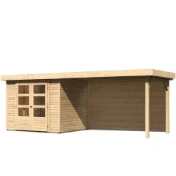 Abri De Jardin En Bois Massif 5,25m² Askola 3 Avec Appentis 280cm Et Paroi Arrière – Karibu -Jardin Abris Magasin abri de jardin en bois massif 525m askola 3 avec appentis 280cm et paroi arriere woodfeeling 2
