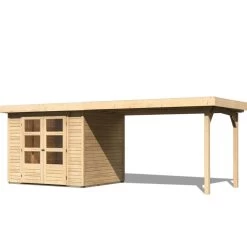 Abri De Jardin En Bois Massif 5,25m² Askola 3 Avec Appentis 280cm – Karibu -Jardin Abris Magasin abri de jardin en bois massif 525m askola 3 avec appentis 280cm woodfeeling 2