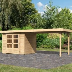 Abri De Jardin En Bois Massif 5,25m² Askola 3 Avec Appentis 280cm – Karibu