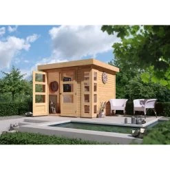 Abri De Jardin En Bois Massif 5,25m² Kerko 3 – Karibu -Jardin Abris Magasin abri de jardin en bois massif 525m kerko 3 woodfeeling 1