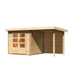 Abri De Jardin En Bois Massif 5,62m² Bastrup 2 Avec Appentis 200cm Et Paroi Arrière – Karibu -Jardin Abris Magasin abri de jardin en bois massif 562m bastrup 2 avec appentis 200cm et paroi arriere woodfeeling 2
