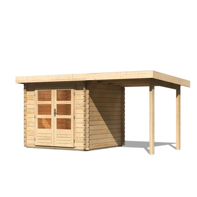 Abri De Jardin En Bois Massif 5,62m² Bastrup 2 Avec Appentis 200cm – Karibu 5 Abri De Jardin En Bois Massif 5,62m² Bastrup 2 Avec Appentis 200cm – Karibu – Image 3