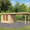 Abri De Jardin En Bois Massif 5,95m² Askola 3,5 Avec Appentis 280cm – Karibu -Jardin Abris Magasin abri de jardin en bois massif 595m askola 35 avec appentis 280cm woodfeeling