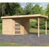 Abri De Jardin En Bois Massif 5,95m² Schwandorf 5 Avec Appentis 240cm – Karibu -Jardin Abris Magasin abri de jardin en bois massif 595m schwandorf 5 avec appentis 240cm woodfeeling