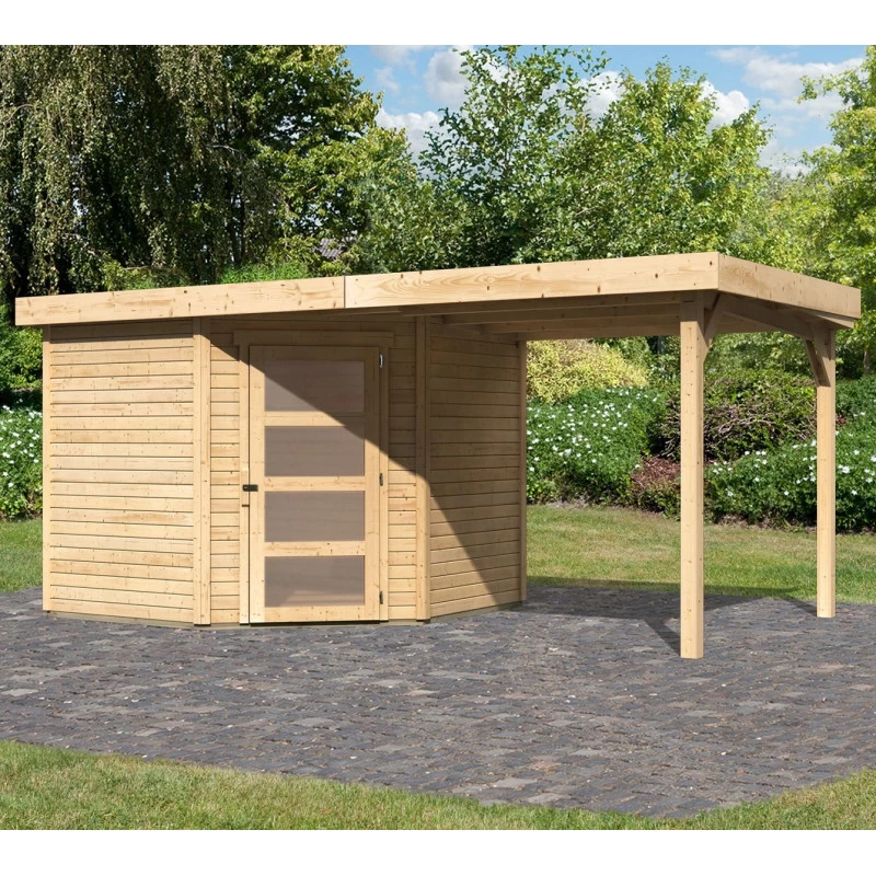 Abri De Jardin En Bois Massif 5,95m² Schwandorf 5 Avec Appentis 240cm – Karibu 3 Abri De Jardin En Bois Massif 5,95m² Schwandorf 5 Avec Appentis 240cm – Karibu