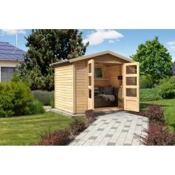 Abri De Jardin En Bois Massif 6,05m² Amberg 4 – Karibu -Jardin Abris Magasin abri de jardin en bois massif 605m amberg 4 woodfeeling 1