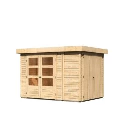 Abri De Jardin En Bois Massif 6,25m² Retola 2 Avec Armoire Intégrée – Karibu -Jardin Abris Magasin abri de jardin en bois massif 625m retola 2 avec armoire integree woodfeeling 2
