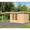 Abri De Jardin En Bois Massif 6,92m² Retola 3 Avec Armoire Intégrée Et Appentis 280cm – Karibu -Jardin Abris Magasin abri de jardin en bois massif 692m retola 3 avec armoire integree et appentis 280cm woodfeeling