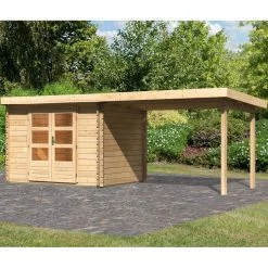 Abri De Jardin En Bois Massif 7,04m² Bastrup 3 Avec Appentis 300cm – Karibu